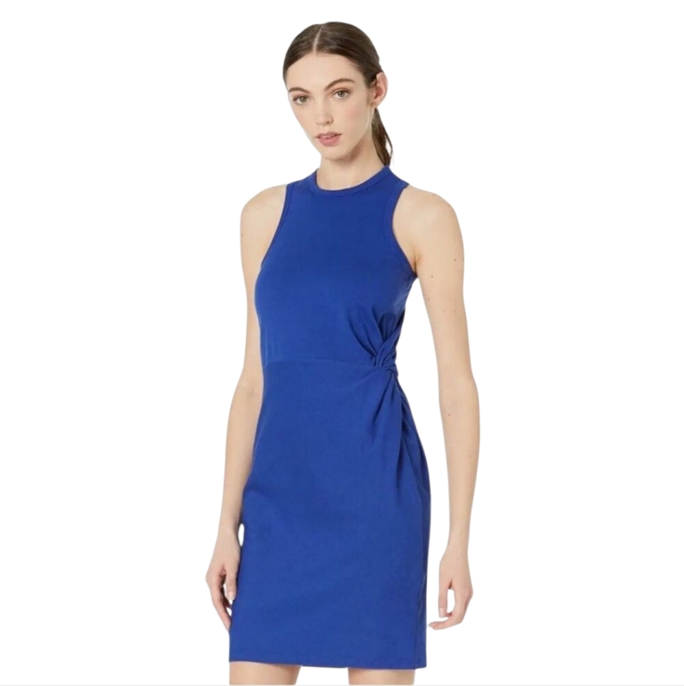 Ted Baker London Blue Livviaa Knot Front Jersey Sleeveless Dress Size 3 Medium.